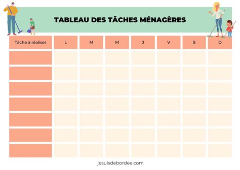 planning tache menagere famille nombreuse a imprimer|tableau pour gérer la participation aux tâches ménagères